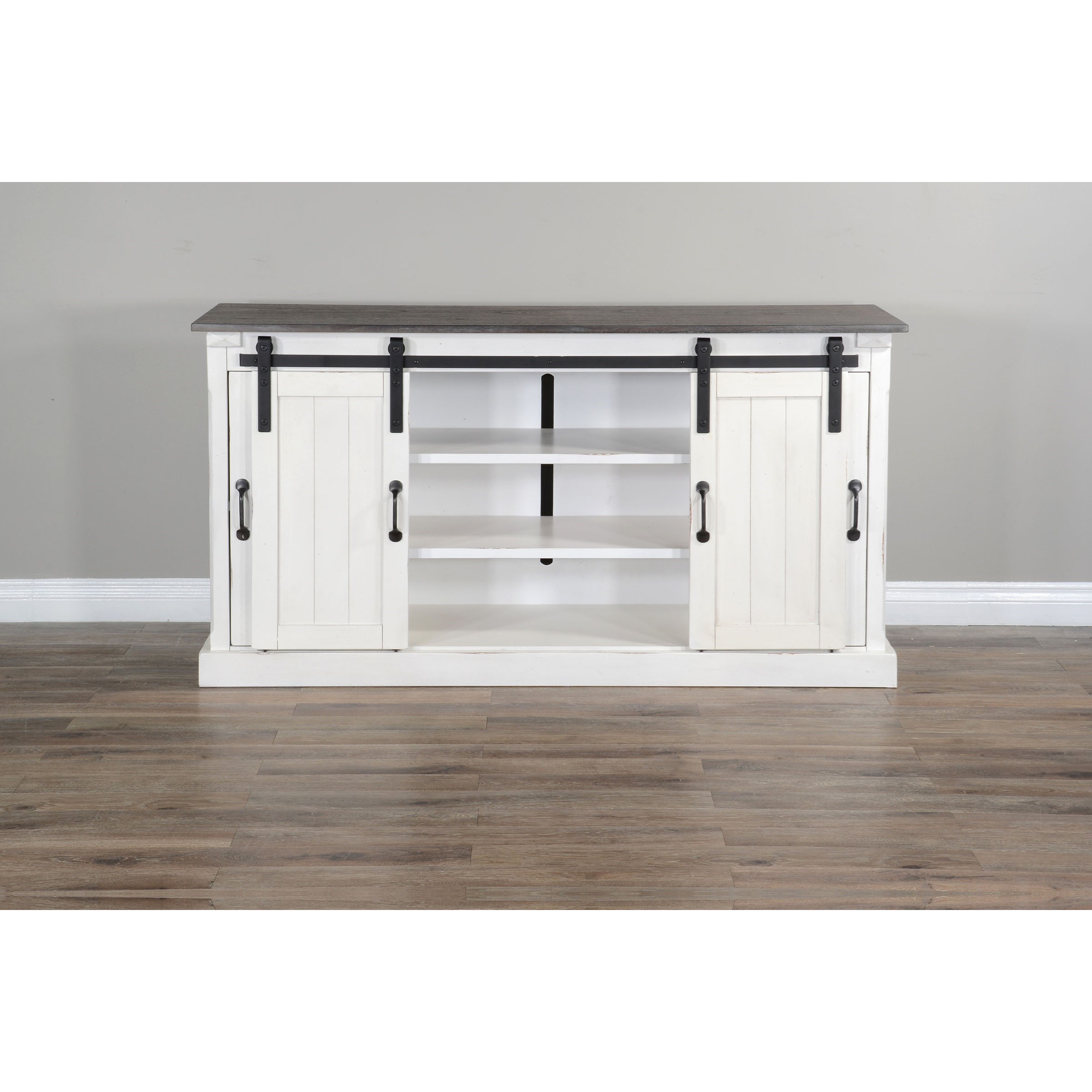 Credenza with sliding shop barn doors